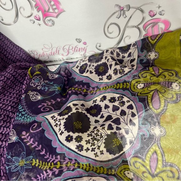 Wicked dress paisley print purple green blue white long maxi halter padded top - Picture 3 of 12